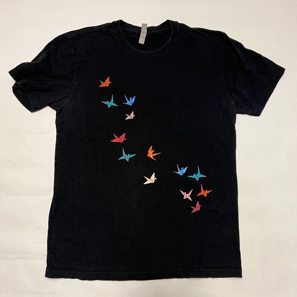Next Level Apparel Paper Crane Graphic Short Sleeve T shirt Black Large